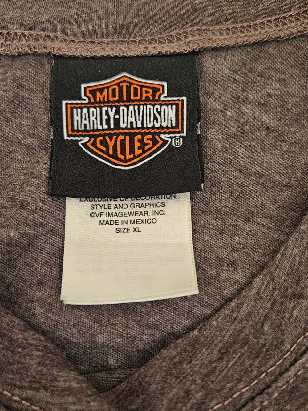 Womens Harley Davidson Tattoo Sleeve t-shirt XL Vintage Y2K Brown Biker ABQ Bike - Picture 5 of 8